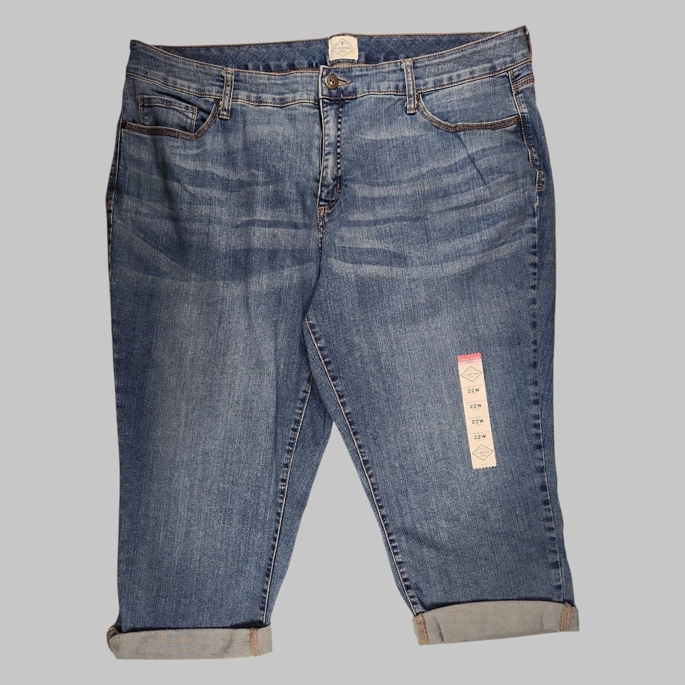 St Johns Bay Women's Plus 22W Secretly Slender Capri Jeans Blue NWOT